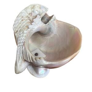 Antique Victorian Carved Shell Fish Bowl String Holder Basket Curio Salt Cellar